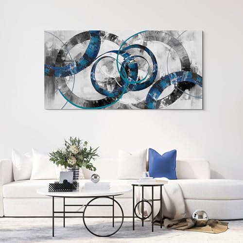 XLSJERST Large Wall Art for Living Room – Blue Abstract Canvas Artwork Designed Elegant and Minimalist Style Perfect for Bedrooms Offices and Modern Home Decoration - color: Blue and Gray, size: 20x40 inches