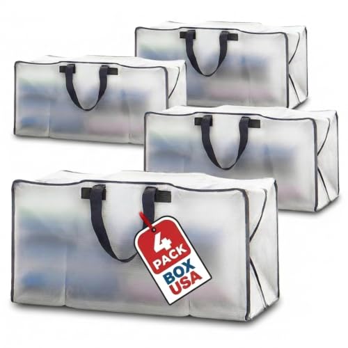 BOX USA 4-Pack Moving Bags with Strong Handles & Zippers - Heavy Duty Extra Large Packing Bags for Storage, Moving Boxes, Dorm & College Supplies, Clear - style: Clear 4-Pack