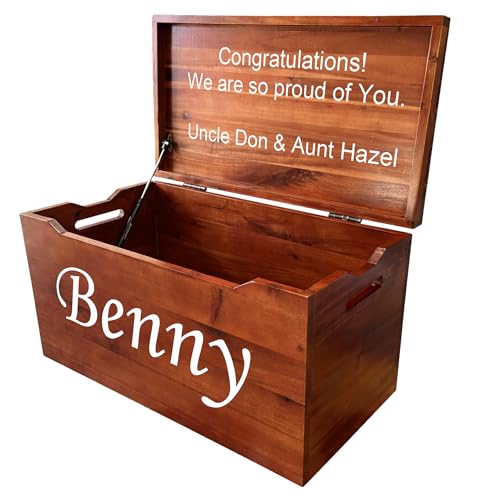 Personalized Engraved Walnut Wooden Storage Chest - Fully Assembled - color: Walnut-Engraved