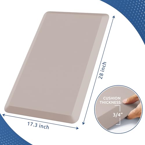 KitchenClouds Kitchen Mat Cushioned Anti Fatigue Kitchen Rug 0.8inch Waterproof Non Slip Kitchen Rugs and Mats Standing Desk Mat Comfort Floor Mats for Kitchen Sink Office (17.3"x28",Khaki) - color: Khaki, size: 28"L x 17.3"W x 0.8"Th