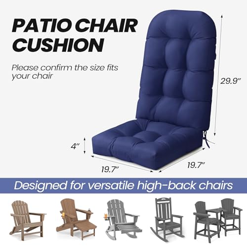 Crestlive Products Adirondack Chair Cushion, 50 x 20 x 4 inch, Thickening, Water Resistant, Fade Resistant Cushions for Adirondack Chair, Navy - color: Navy Blue, size: 1
