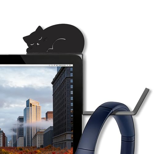 Dog And Cat Headphone Hook for Monitor, Cute Animal Metal Headphone Holder, Saves Desk Space Organizer Decorative Hanger for Hanging Keys Cables And More (Lie cat) - color: Lie cat