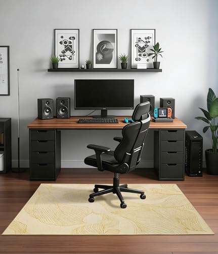 chakme Office Chair Mat for Hardwood Floor, 48"x36" Easy Glide Computer Desk Mat Protector for Rolling Chair Under Desk Rug Nonslip Backing, Machine Wash, (Golden Leaf) - color: Golden Leaf, size: 36"x48"