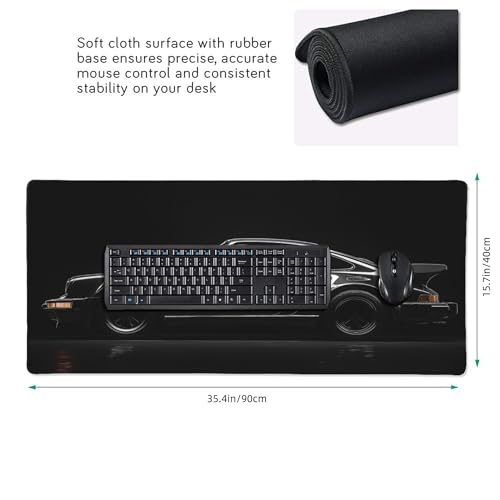 Extra Large Gaming Mouse Pad, XXL Black Sports Car Design, Non-Slip Rubber Base, 35.4 x 15.7 Inches, Rectangular Desk Mat Perfect for Gamers & PC Enthusiasts - color: black sports car