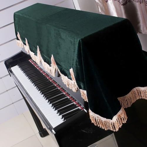 Piano Keyboard Non-Dirt Cover – Half-Covered Durable Split Curtain Design for Grand Pianos,Velvet Fabric 70x29in(Dark Green/Violet/Black)(Green) - color: Green