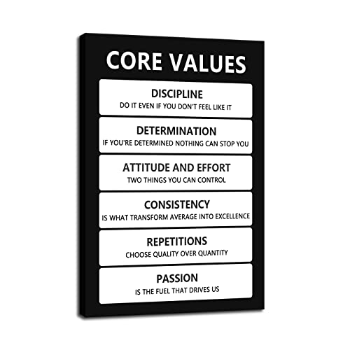 Core Values Motivational Wall Art Inspirational Poster Inspiring Canvas Prints Artwork for Office Living Room Modern Home Decor Painting Pictures Stretched and Framed Ready to Hang [12''Wx 18''H] - color: Core values, size: 18"L x 12"W