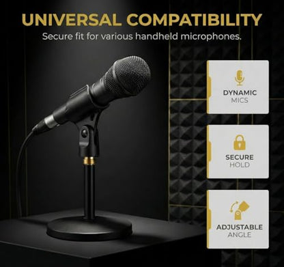 Universal Microphone Clip Holder with 5/8" Male to 3/8" Female Screw Adapter Suitable for Handheld Microphones, 4 Pack
