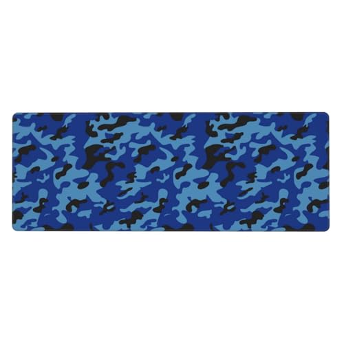 Dark Blue Camouflage Mouse Pad Large Gaming Mousepad Non-Slip Rubber Base Keyboard Mouse Mat for Laptop Keyboard Desktop 31.5 x 11.8 inch - color: Dark Blue Camouflage