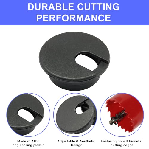 12PCS Desk Grommet,1-3/8Inch(35mm) Cable Grommet Hole Cover with Hole Saw,Ideal Solution for Office Home Table Cable Management Workers - size: 1-3/8"(35mm)