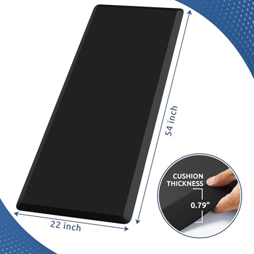 KitchenClouds Kitchen Mat Cushioned Anti Fatigue Rug 22"x54" Water Resistant, Non Slip, Standing and Comfort Desk/Floor Mats for House Sink Office (Black,0.8inch) - color: Black, size: 54"L x 22"W x 0.8"Th