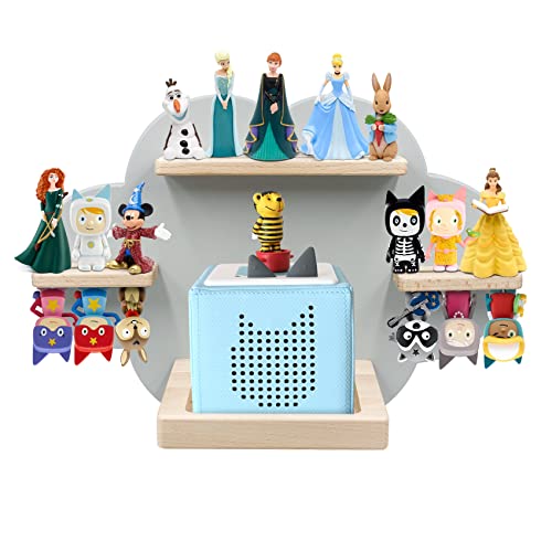 Wall Shelf (Cloud) for Toniebox, Charging Station and 12-18 Tonie Figures, Magnetic Wooden Floating Shelf Compatible with Toniebox MP3 Audio Player & Character, Storage Rack for Kids Play Room