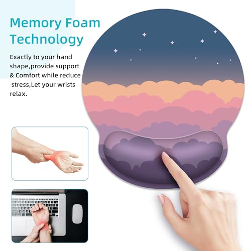 Ergonomic Mouse Pad with Wrist Support,Pink Rainbow Mouse Pad with Wrist Rest,Relieve Wrist Pain Mousepad Non-Slip Rubber Base,Cute Mouse Pads for Desk,Computers,Laptop,Office,Gaming,Accessories - color: Pink Rainbow