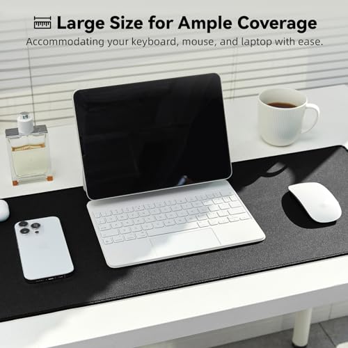 Reniteco Large Gaming Mouse Pad with Durable Stitched Edges, Non-Slip Rubber Base, Big Computer Keyboard Mouse Mat Desk Pad for Home Office Gaming Work, 31.5"x11.8"x0.08", Black - color: Black, size: 31.5''x 11.8''x0.08''