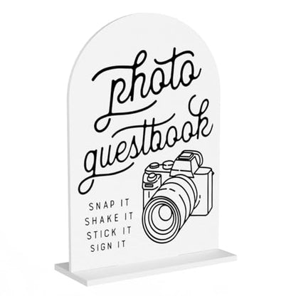Photo Guest Book Sign, Wedding Guest Book Desk Decor, Wedding Engagement Party Bridal Shower Table Desk Acrylic Sign - color: Photo Guestbook