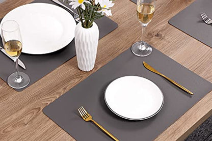 Wipeable Placemats Leather Table Mats Waterproof Heat-Resistant Easy to Clean for Dining Table Set Kitchen Table (4, Grey) - color: Gray, size: set of 4