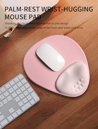 Palm-Rest and Wrist-Hugging Mouse Pad Wrist Rest, Ergonomic Wrist Support with Curve Fitting Cushioned Memory Foam for Carpal Tunnel Pain Relief, 9.9 x 8.3 Inch,Pink Serenity - color: Pink Serenity