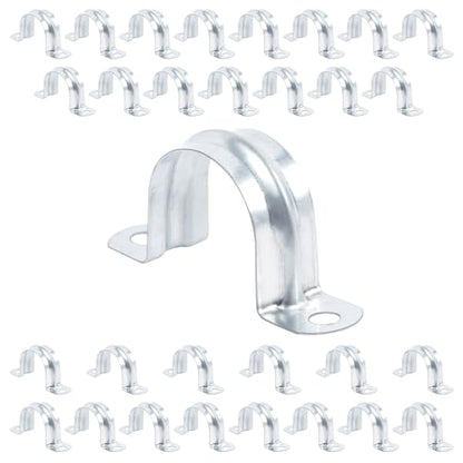 30 PCS 1 Inch Reinforced Rigid Pipe Strap,2 Holes U Bracket Cable Clamp Hanger,Zinc Coated Tension Tube Clip,Conduits Strap Clamps for Pipe Fixing on Various Surfaces,30 PCS(25 mm) - size: 1Inch(25mm) 30PCS