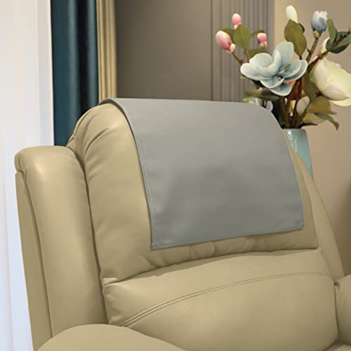 Premium Headrest Cover for Recliner Chair, Flame Retardant Faux Leather Recliner Headrest Protector, Wear Resistant Recliner Headrest Cover for Office Chair Theater Seat, 16W*27L, Light Gray - color: Light Gray