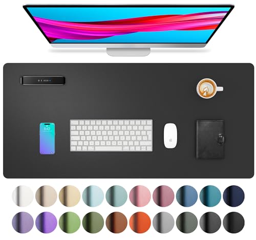 Aothia Leather Office Desk Pad Protector, Non-Slip PU Leather Desk Blotter, Waterproof Laptop Writing Mouse Pad for Office and Home, Black, 31.5" x 15.7" - color: Black, size: 31.5" x 15.7"