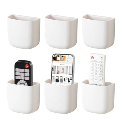 SUNFICON Wall Mount Remote Holder TV FAN Remote Control Holder Bedside Caddy Wall Organizer Phone Holder for Office Adhesive Media Player Controller Holder Box Tray Home Desk Nightstand White 6PACK - color: 6PACK WHITE