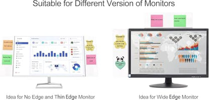 2 Pcs Computer Monitor Memo Board for Frameless Monitors,11.8 X 3.15 Inch Monitor Sticky Note Holder Computer Monitor Message Board for No Edge Monitors