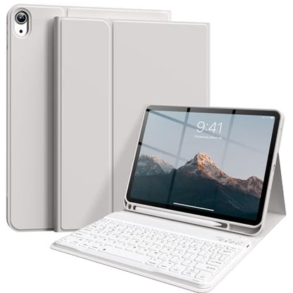 Keyboard case for iPad (A16) 11 inch 2025/10th Generation 10.9 inch, Stand Folio Keyboard Cover with Pencil Holder, Magnetic Wireless Detachable Bluetooth Keyboard, Thin & Light, Gray - color: Gray