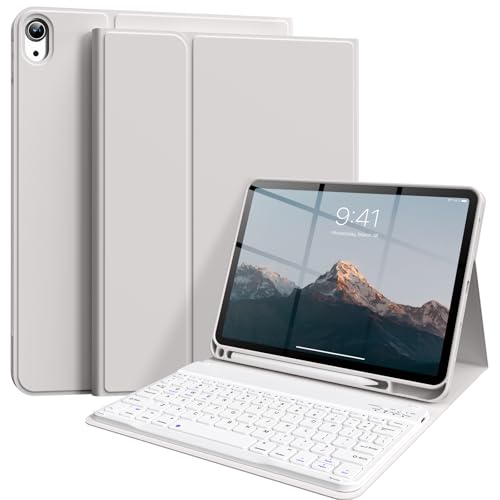 Keyboard case for iPad (A16) 11 inch 2025/10th Generation 10.9 inch, Stand Folio Keyboard Cover with Pencil Holder, Magnetic Wireless Detachable Bluetooth Keyboard, Thin & Light, Gray - color: Gray