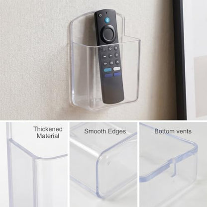 2 PCS Remote Control Holder Wall Mount, TV Remote Control Holder, Self Adhesive Pen Holder Organizers and Accessories for Home Office School (2, Clear) - color: Set of 2-Clear
