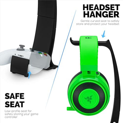 BRAINWAVZ Headphone Stand & Game Controller Holder – Sleek Headset Hanger & Gamepad Stand for Xbox, PlayStation, Legacy, Retro & More – (UGDS16) - color: UGDS16