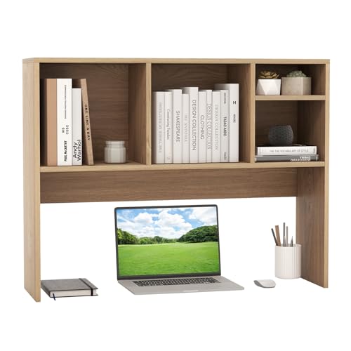 Giantex Desktop Bookshelf, Countertop Storage Hutch with 4 Shelves for Computer Desk, Dressing Tabletop Display Rack, Multipurpose Desk Hutch Storage Organizer for Home Office Dorm, Natural - color: Natural, size: 4 Shelves (28.5"H)