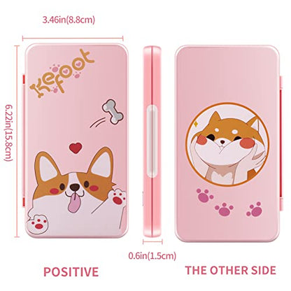 OLDZHU Cute Switch Case Holder Compatible with Nintendo Switch&Switch OLED, Pink Storage for 24 Game Cartridges and 24 Micro SD Cards - color: Cute dog