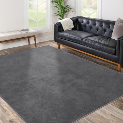 Office Chair Mat, 75" x 60" Large Chair Mat for Hard Floors, Flannel Fabric Area Rug for Hard Surface, Floor Protector Under Desk Mat for Home Office (Dark Grey) - color: Dark Grey (Stitched Edge), size: 75" x 60" x 0.2" (for hard floors)