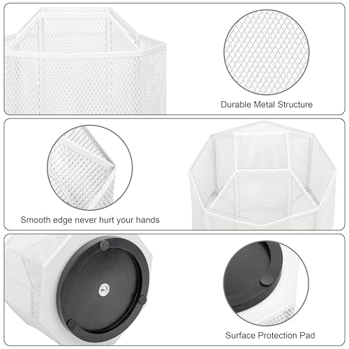 Exerz Desk Organiser/Mesh Desk Tidy Candy/Pen Holder/Multifunctional Organiser 360 Rotating - color: White