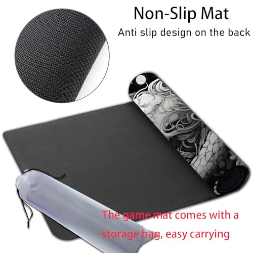 MTG Playmat, Smooth Surface Game Play Pad MTG TCG 24 x 14 inch with Storage Bag, Non-Slip Mouse Pad Card Fighting Game, Black Snake - color: Black Snake