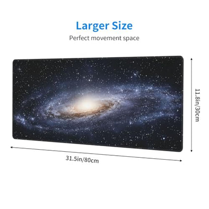Galaxy Gaming Mouse Pad, Space Universe Starry Nebula Large Extended Desk Mat 11.8X 31.5 inches with Non-Slip Base & Stitched Edges, Waterproof Desk Mat for Office, Home, Laptop, Computer Keyboard - color: Galaxy_07