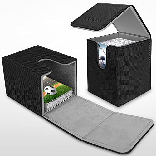 Mlikero 2 Pack Card Deck Box, Commander Deck Box Holds 200+ Single Sleeved Cards with 2 Dividers, Leather Magnetic Card Box Fit for MTG, TCG - color: B2-Black 02, size: B-Vertical