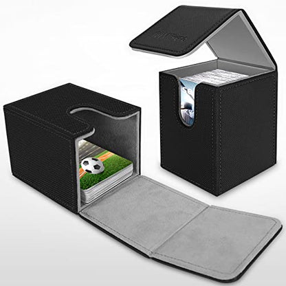 Mlikero 4 Pack Card Deck Box, Commander Deck Box Holds 400+ Single Sleeved Cards with 4 Dividers, Leather Magnetic Card Box Fit for MTG, TCG - color: B2-Black 04, size: B-Vertical