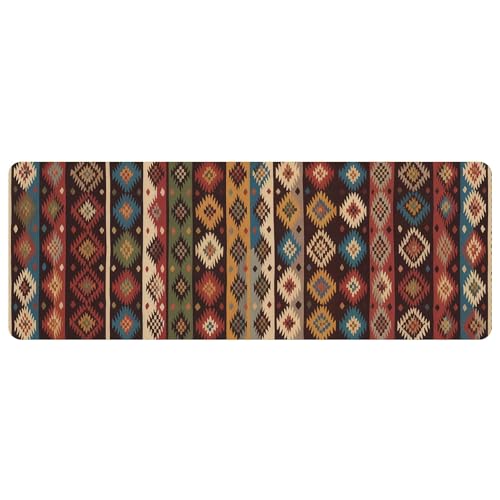 Leather Bohemia Desk Pad, Colorful Art Mouse Pad Large Computer Keyboard Gaming Mousepad Waterproof Desktop Protector & Cover, Decorative PU Leather Laptop Mouse Mat Home Decor 10 x 25.6 inch C97 - color: colorful-27