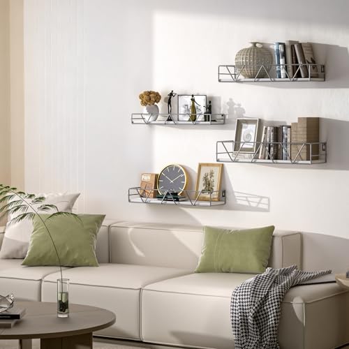 Amaoot Floating Shelves Set of 3, Home Wood Wall Shelf, Farmhouse Shelf for Bedroom, Wall Mounted Floating Shelf for Living Room, Bedroom, Bathroom, Kitchen, Office (Gray-4pcs) - color: Gray-4pcs