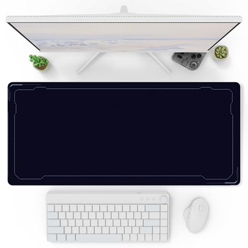Pixio Mouse Pads - 36 x 16 inch XXL Light Border Dark Blue Multifunctional Large Desk Mats for Gaming, Office, Desktop Anti-Slip Waterproof Washable Computer Mouse Mat - color: Black Border