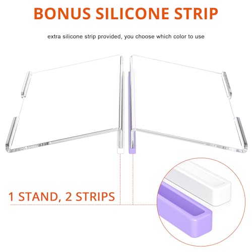 Richboom Computer Keyboard Stand for Desktop, 11.8" Tiny Clear Acrylic Keyboard Riser 78 Keys Compact Keyboard Lift for Desk Ergonomic Short Keyboard Holder Tray with White and Purple Silicone Strip - color: Clear W/ White Silicone Strip
