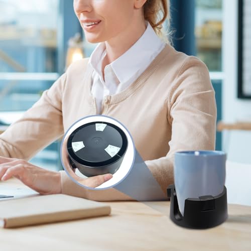 Bonsicoky Anti Spill Cup Holder - Adjustable Plastic Drink Holder - Adhesive Desk Cup Holder for Home Office Couch Table - Black - color: Black