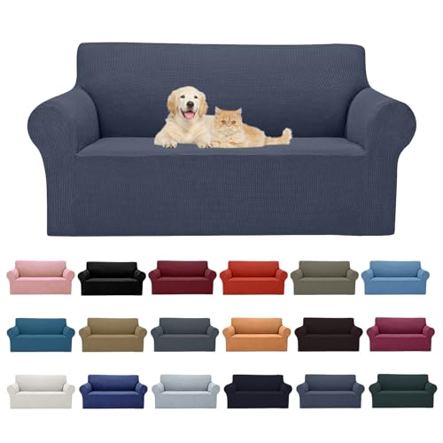 Cupuamon 2026 New Stretch Loveseat Sofa Slipcovers Couch Cover for 2 Cushion Furniture Protector Sofa Covers with Elastic Bottom Jacquard Fabric Small Checks for Pets, Kids - Charcoal - color: Charcoal, size: Loveseat