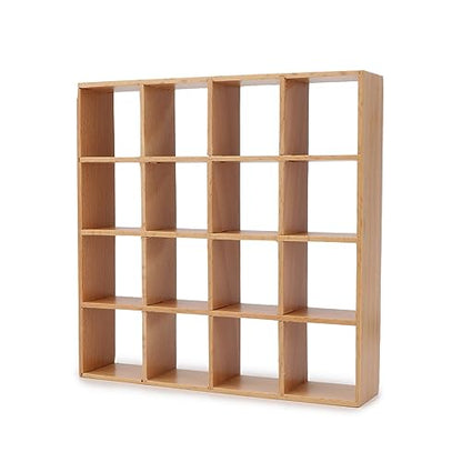 Miniature Furniture Storage Rack 1/12 Dollhouse Furniture 16 Grid Shelf Bookshelf Display Shelf Wall Rack Stand Mini House Scene Decoration (Wooden) - style: Wooden
