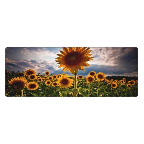 Nature Sunflowers Mouse Pad Large Gaming Mousepad Non-Slip Rubber Base Keyboard Mouse Mat for Laptop Keyboard Desktop 31.5 x 11.8 inch - color: Nature Sunflowers