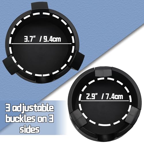 Bonsicoky Anti Spill Cup Holder - Adjustable Plastic Drink Holder - Adhesive Desk Cup Holder for Home Office Couch Table - Black - color: Black