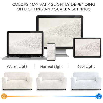 Premium Stretch Couch Covers for Sofa - Sofa Chair Cover Washable, Dogs & Pets Friendly - Elastic Polyester Loveseat Slipcovers - Non-Slip Love Seat Couch Covers - Crisp White (40"-63" Wide) - color: Crisp White, size: 40"-63" Wide