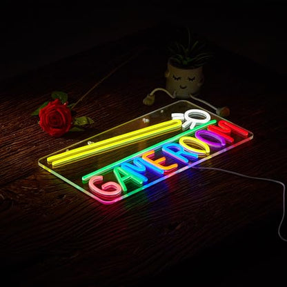Roouneon Game Room Billiards Neon Sign LED Dimmable Game Zone Room Beer Bar Man Cave Art Gaming Neon Light Signs Neon Lights Wall Artwork Sign - color: Green+White