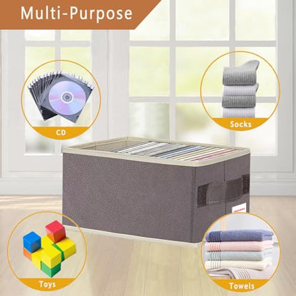 CD/DVD storage box Universal, stackable CD/DVD organizer with lid, Blu-ray disc media holder, video game disk, album, 4Pack can hold 180cd / 80dvd Brown - size: 4pack Brown