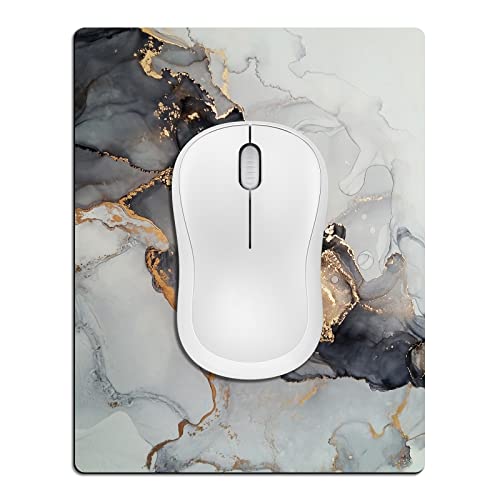 Small Mouse Pad Cute, Mini Mouse Pads for Wireless Mouse and Laptop, Travel Mousepads with Designs - Aesthetic Black and Gold Marble, Portable Mousepad 5.5 x 7 in, Desk Decor for Women - color: Black & gold marble, size: 7L x 5.5W inches